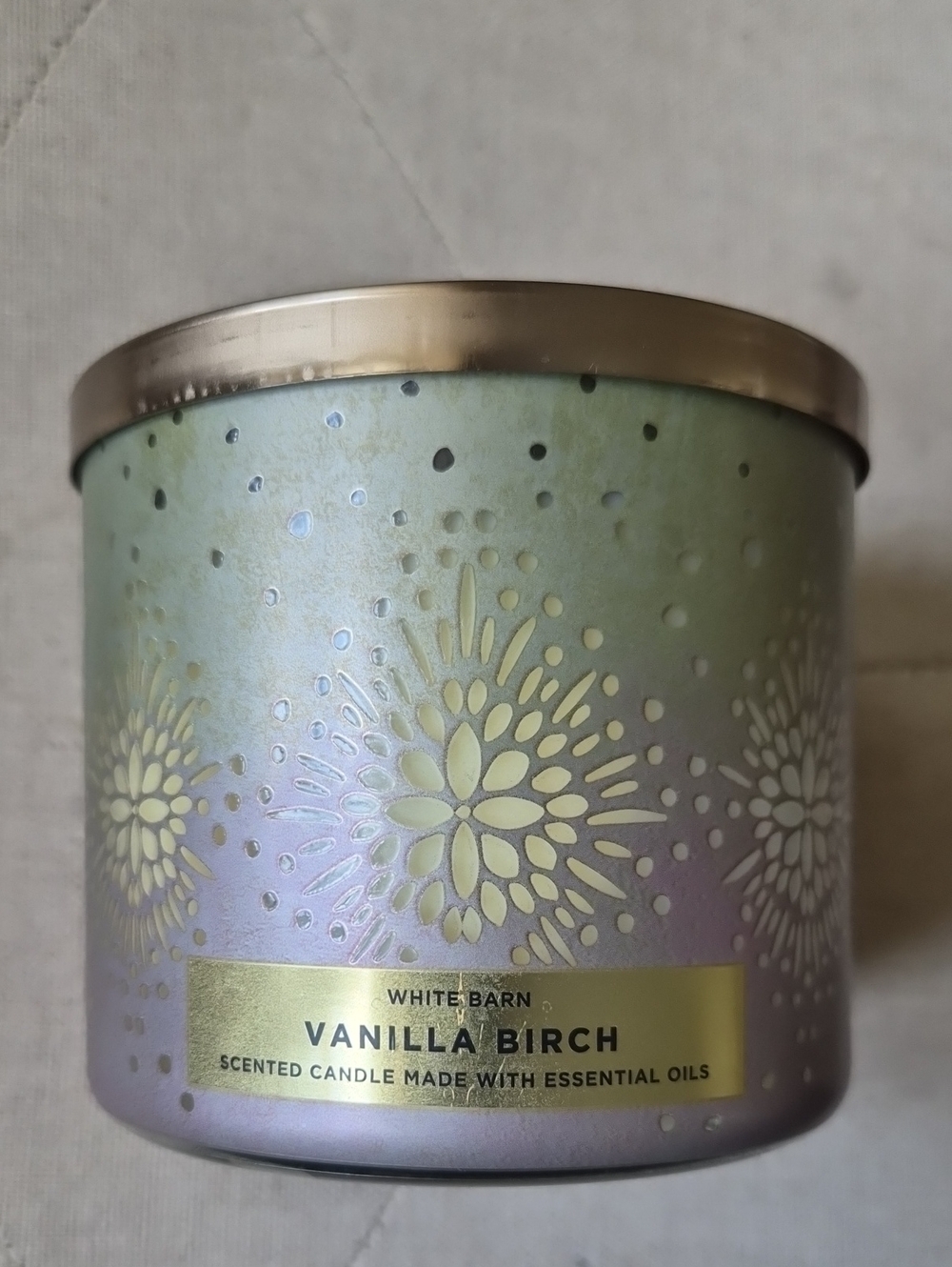 White Barn Vanilla Birch Scented Candle - Green and Purple Gradient
